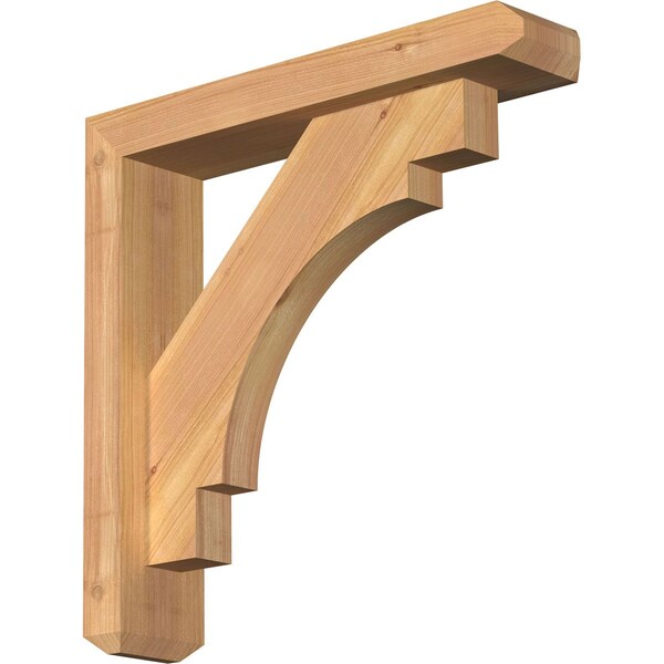 Ekena Millwork Merced Craftsman Smooth Bracket w/ Offset Brace, Western Red Cedar, 3 1/2"W x 16"D x 16"H BKT0402X16X16MRC04SWR - main